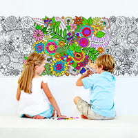 Dvbonike Jumbo Mandala Coloring Poster Giant Flower DIY Color-in Paper Art Blank Banner 55.1 x 23.6 Inch Drawing Tablecloth Wall Decor Party School Class Activities for Kids Arts Craft Suppiles