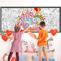 Dvbonike Jumbo Valentine’s Day Coloring Poster Giant Unicorn DIY Drawing Paper Art Blank Banner 55.1 x 23.6 Inch Coloring Wall Decoration School Group Activities for Kids Arts Craft Party Suppiles