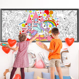 Dvbonike Jumbo Valentine’s Day Coloring Poster Giant Unicorn DIY Drawing Paper Art Blank Banner 55.1 x 23.6 Inch Coloring Wall Decoration School Group Activities for Kids Arts Craft Party Suppiles