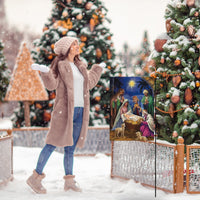 Dvbonike O Holy Night Garden Flag Christmas Nativity Linen Flag Vertical Double Sided Burlap Banner Outdoor Party Decorations for Winter Farmhouse Lawn Yard Patio Porch 18.4 x 12.4 Inch