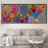Dvbonike 2Pcs Jumbo Mandala Coloring Poster Giant Flower Color-in Paper Poster DIY Drawing Art Blank Banner Table Cover 55.1 x 23.6 inch Wall Decor, Home School Activity Party Supplies for Kids