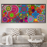 Dvbonike 2Pcs Jumbo Mandala Coloring Poster Giant Flower Color-in Paper Poster DIY Drawing Art Blank Banner Table Cover 55.1 x 23.6 inch Wall Decor, Home School Activity Party Supplies for Kids