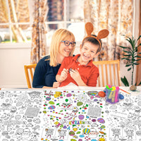 Dvbonike Giant Easter Coloring Poster Jumbo Easter Egg Bunny Color-in Paper Poster 55.1 x 23.6 inch DIY Blank Doodle Art Banner with Game Tablecloth Decoration for Home School Activity Party Supplies