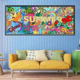 Dvbonike Jumbo Mandala Coloring Poster Giant Summer Color-in Paper Poster DIY Drawing Blank Doodle Art Banner 55.1 x 23.6 inch Tablecloth Wall Decoration, Home School Activity Party Supplies for Kids