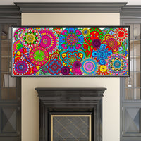 Dvbonike Jumbo Mandala Coloring Poster Giant Flower Color-in Paper Poster DIY Drawing Blank Doodle Art Banner Circular Floral Patterns 55.1x23.6 inch Wall Decor, Home School Activity Party Supplies for Kids