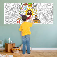 Dvbonike Giant Christian Bible Coloring Poster with Crosses Churches Kids DIY Blank Doodle Art Paper Banner 55.1X 23.6 Inch Jumbo Wall Decoration for Sunday School Group Activity Home Party Supplies