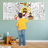 Dvbonike Giant Christian Bible Coloring Poster with Crosses Churches Kids DIY Blank Doodle Art Paper Banner 55.1X 23.6 Inch Jumbo Wall Decoration for Sunday School Group Activity Home Party Supplies
